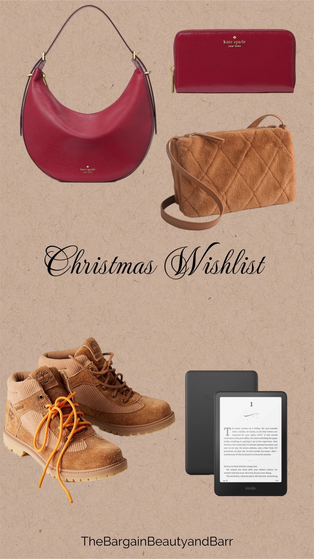 Christmas wishlist // Kate spade red purse and wallet // Vera Bradley faux fur purse // kindle // timberland boots 

#LTKHoliday #LTKGiftGuide #LTKSeasonal