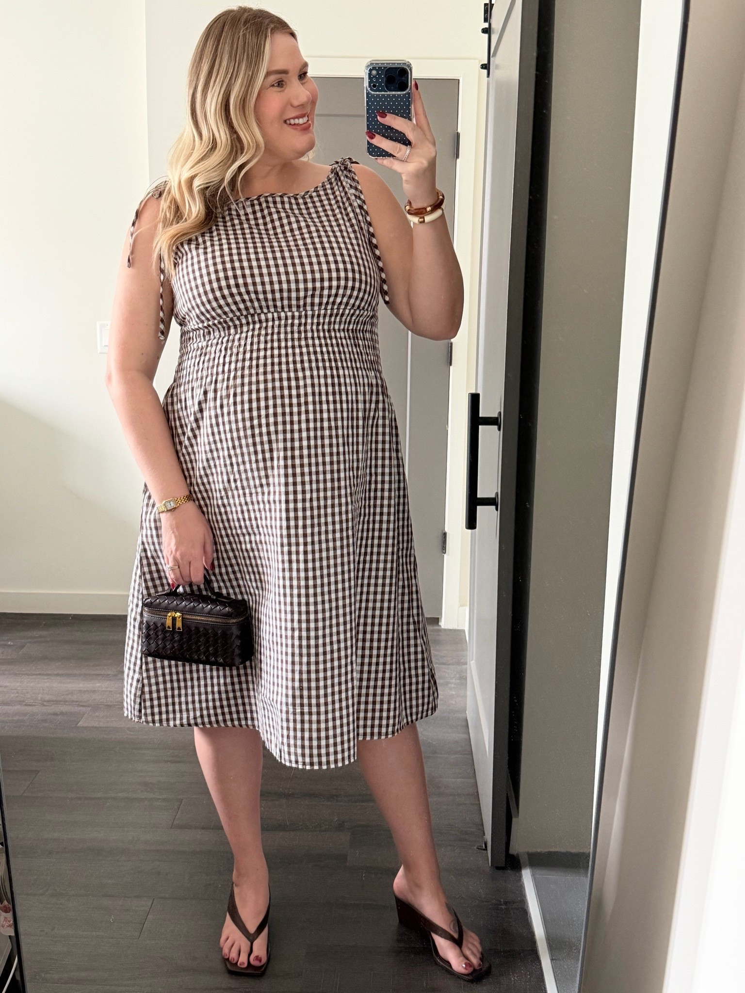 Loving this brown gingham print dress. It’s Bump friendly and a great summer to fall transition dress!

#LTKootd #LTKBump #LTKMidsize