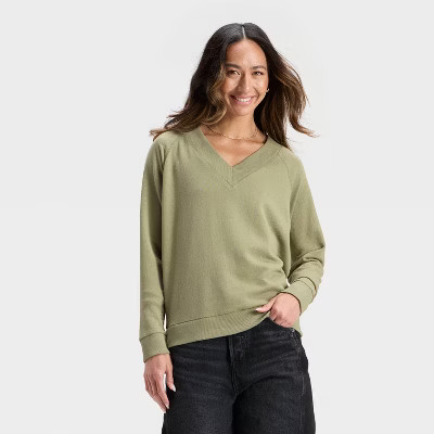 Women's Leisure Studio French Terry Pullover Sweatshirt - Universal Thread™ Olive Green S | Target