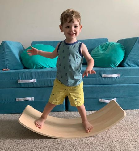 A wobble board is a great Montessori-inspired wooden toy for kids. It encourages physical play and can be used for lots of imaginative play activities, too! 

#LTKfamily #LTKkids #LTKhome