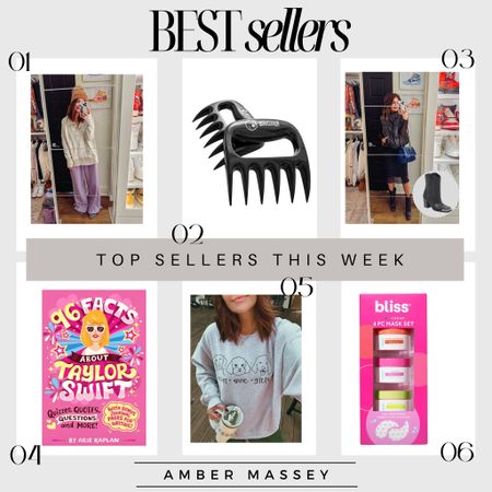 Top sellers this week | Week 1
1) Urban outfitters sweat pants. By far, my favorite lounge wear I own. I have a several colors.
2) meat claws found at Walmart. If your family got a new grill, smoker or any other cookware, add these to your must haves.
3) dolce vita boots. Use code EXTRA for an additional 30% off.
4) Swifties and parents of swifties this Taylor Swift fact book is a must. Such a good gift idea. 
5) fur mommas — treat yourself to this cute dog mom sweatshirt.
6) spa set from Target on sale for under $15 RN. Cute gift idea or grab for a girls night in with your friends or your kids.

#LTKshoecrush #LTKfindsunder50 #LTKGiftGuide
