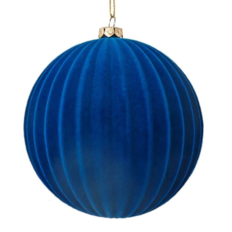 Classic Christmas Royal Blue Flocked Ball Ornament | At Home