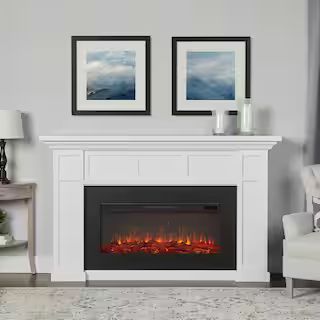 Real Flame Alcott Landscape 75 in. Freestanding Electric Fireplace in White 4130E-W - The Home De... | The Home Depot