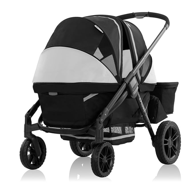 Evenflo Pivot Xplore Dreamz All-Terrain Stroller Wagon with Bassinet Insert (Jetsetter Black) | Amazon (US)