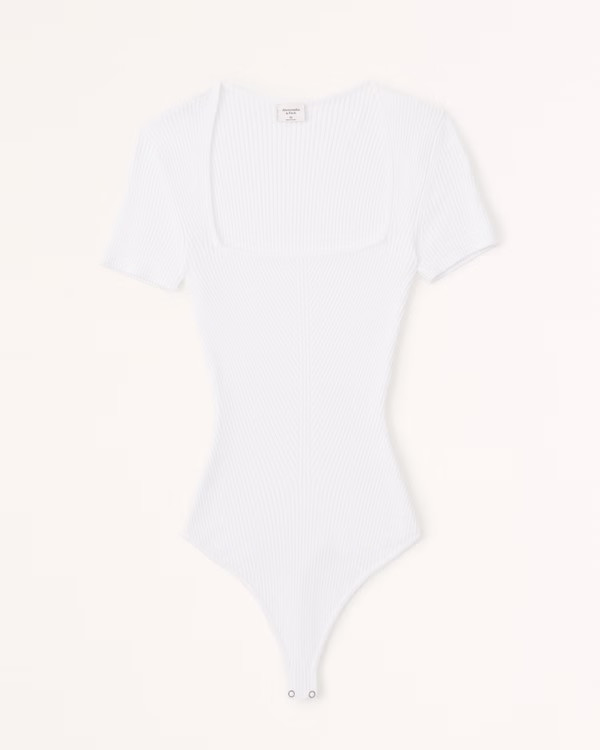 Short-Sleeve Portrait Neck Bodysuit | Abercrombie & Fitch (US)