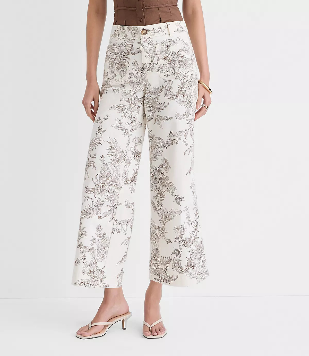 Palmer Wide Leg Crop Pants in Floral Toile | LOFT