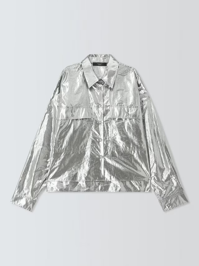 Weekend MaxMaraAldeno Metallic Shirt, Silver | John Lewis (UK)