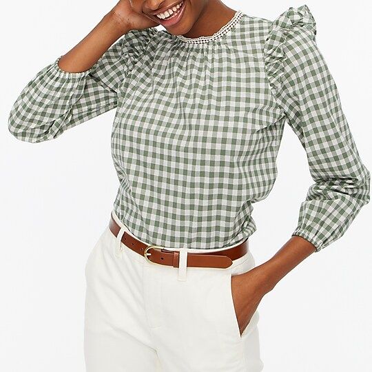 Long-sleeve ruffle-shoulder top | J.Crew Factory