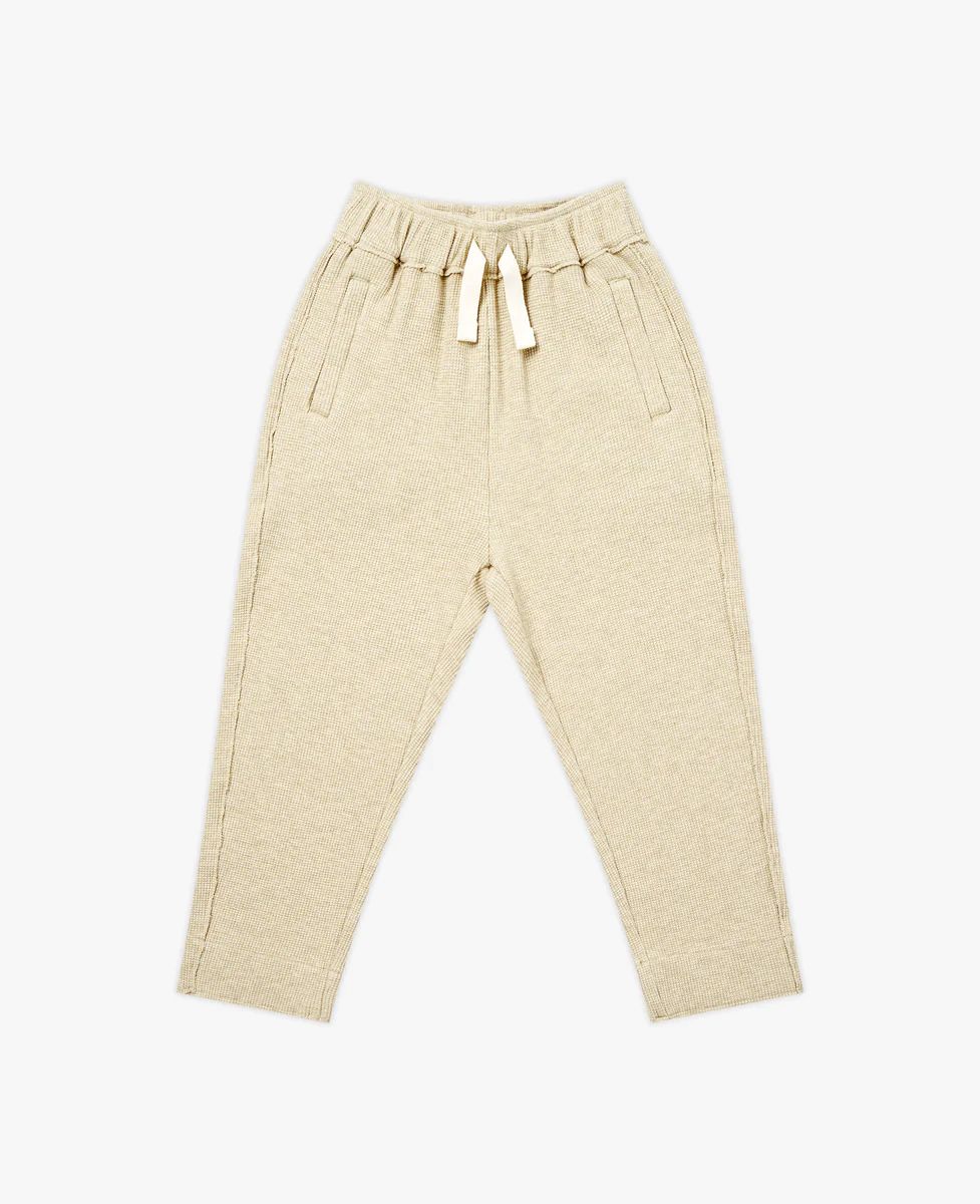 Raw Edge Waffle Knit Joggers - Oat | Petite Revery