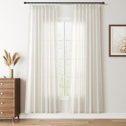 Nanspring Natural Linen Curtains 78 Inch Length 2 Panels Rustic Back Tab Semi Sheer Light Filtering Privacy Farmhouse Drapes with Rings Hooks Modern Decor for Bedroom Dining Room Office 40x78 | Amazon (US)