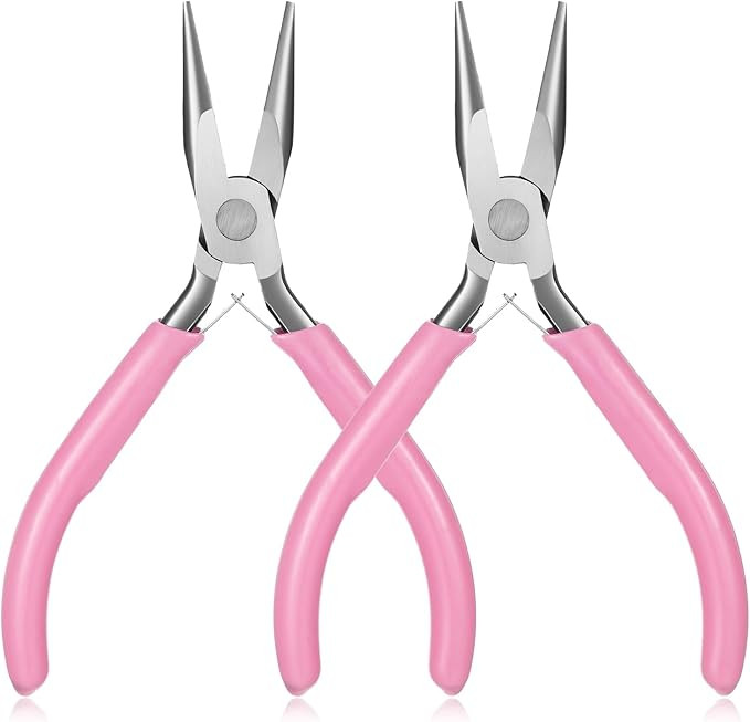 Mini Needle Nose Pliers Set, 2Pcs Needle Nosepliers for Jewelry Making, Pink Jewelry Chain Nose P... | Amazon (US)