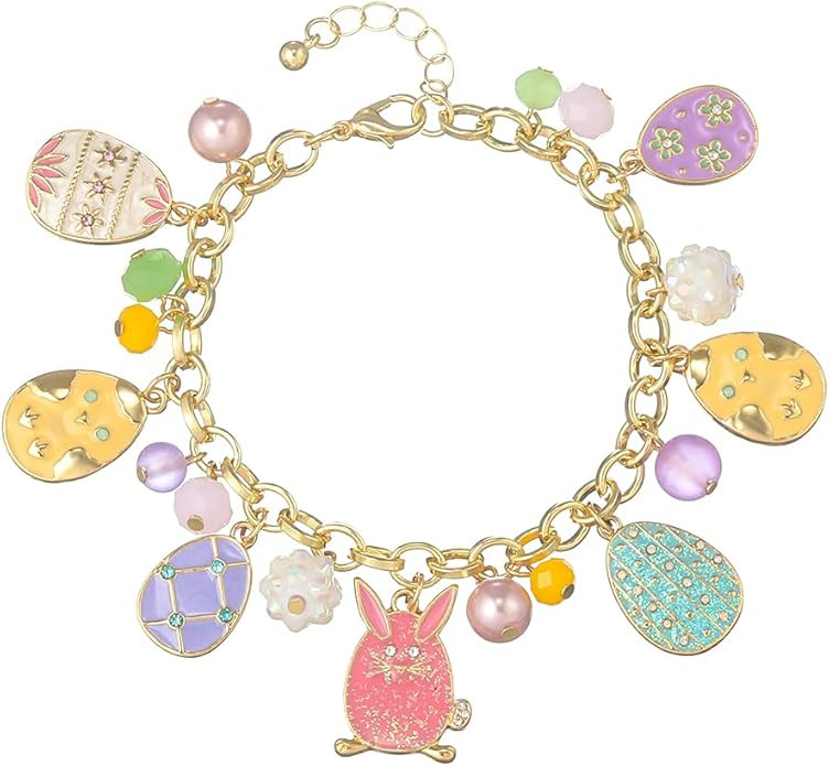Madison Tyler Charm Bracelet | Easter Bracelets | Cute Bunny Rabbit Charm Bracelet | Gold Chain B... | Amazon (US)