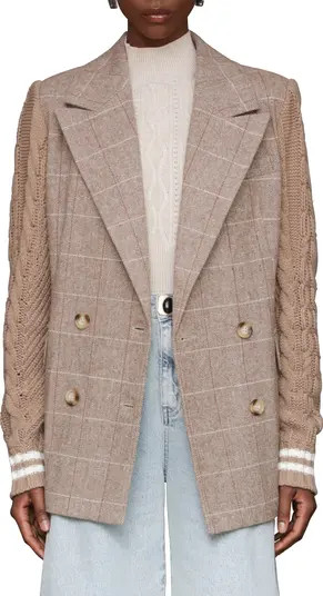 Avec Les Filles Double Breasted Mixed Media Blazer | Nordstrom | Nordstrom