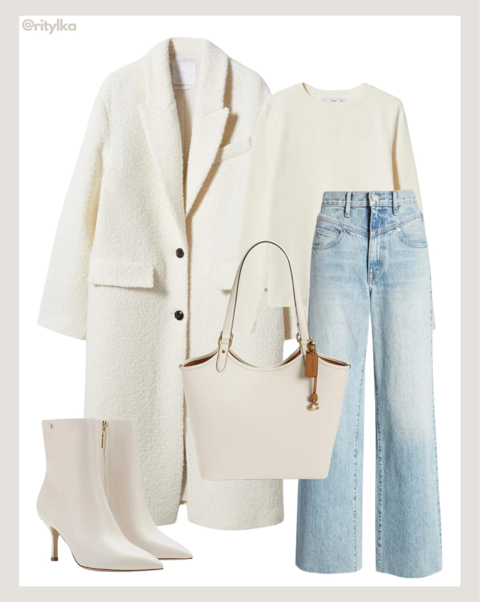 White winter outfit

White long coat
Winter coat
White winter sweater 
Blue jeans outfit
White bag
White booties

#winteroutfit #springoutfits #whitecoat #whitewoolcoat #mangocoat 

#LTKitbag #LTKSeasonal #LTKstyletip