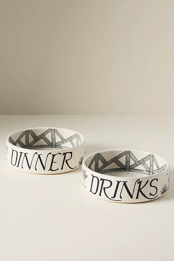 Dinner & Drinks Pet Bowl Set | Anthropologie (US)