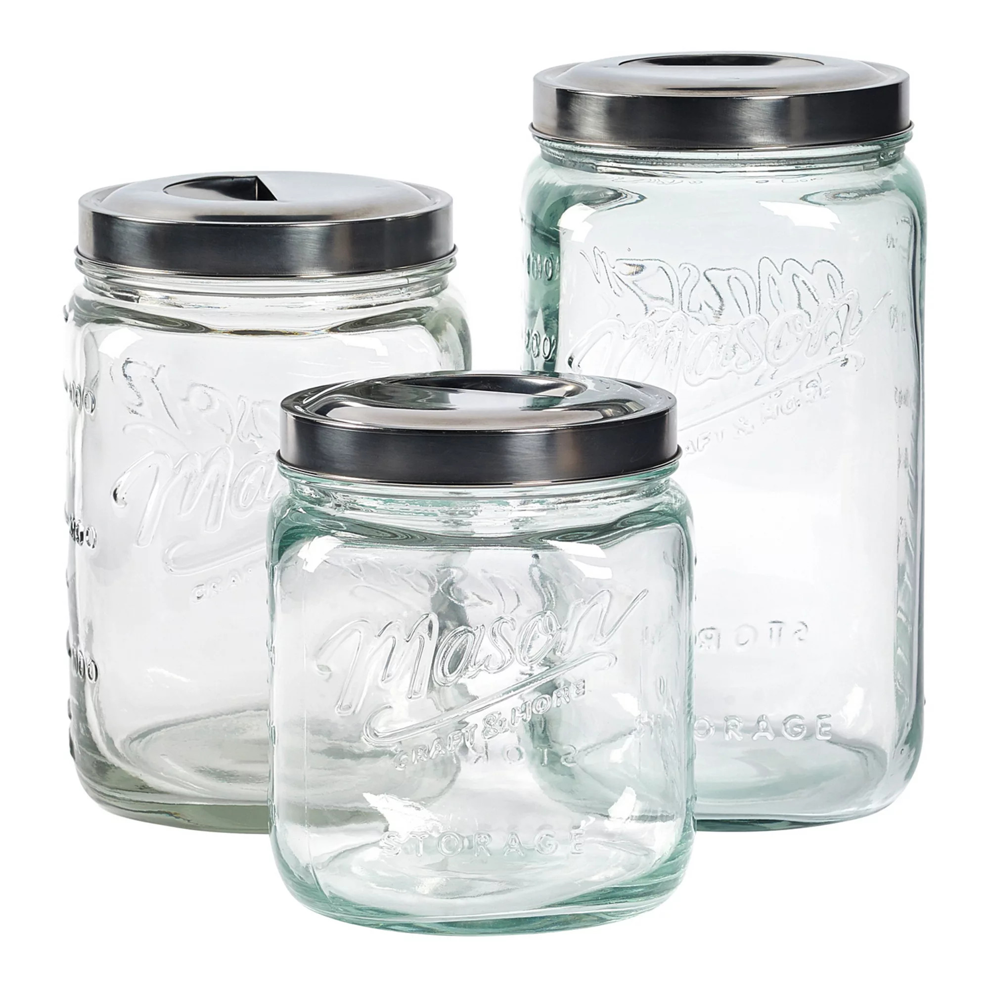 Mason Craft & More 3-pc. Mason Glass Jar Canister Set | Kohl's