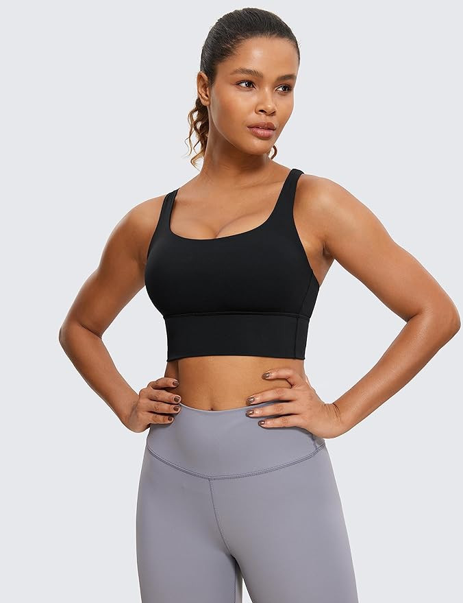 CRZ YOGA Womens Strappy Longline Sports Bra - Medium Impact Criss Cross Yoga Padded Workout Crop ... | Amazon (US)