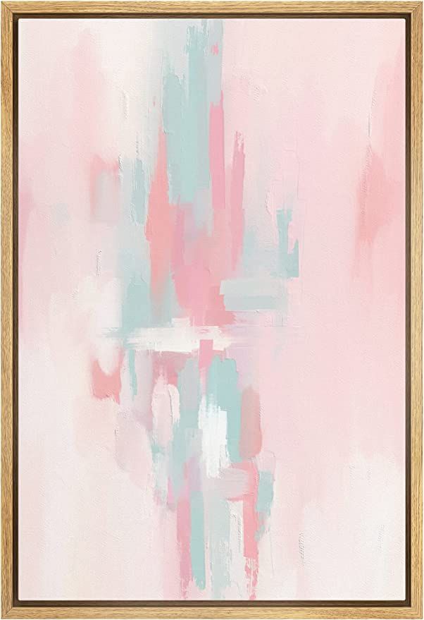 MUDECOR Framed Canvas Print Wall Art Pink Blue Pastel Paint Stroke Collage Abstract Shape Illustr... | Amazon (US)