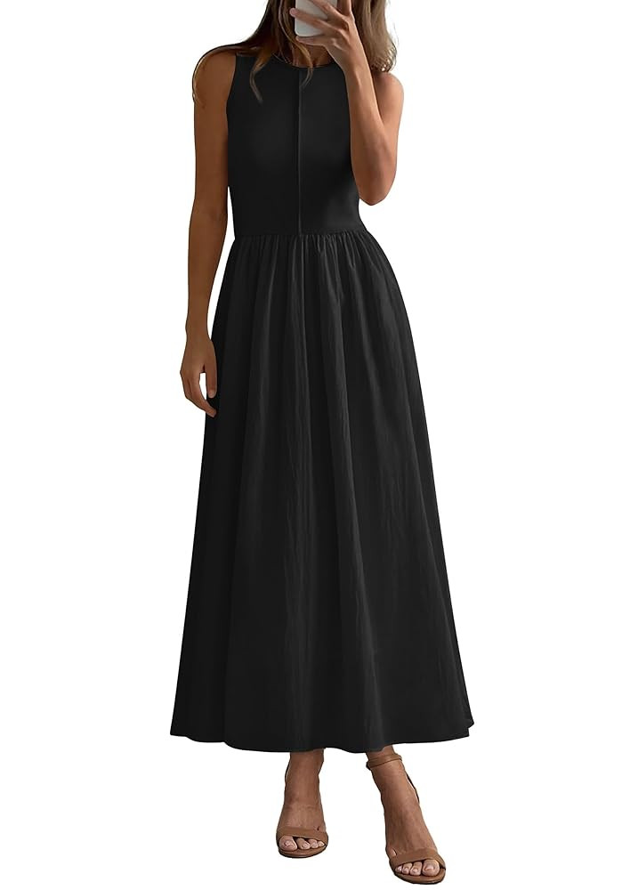 PRETTYGARDEN Maxi Dresses for Women 2025 Summer Casual Sleeveless Patchwork Flowy Vacation Sundre... | Amazon (US)