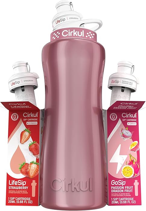 Cirkul 32oz. Rose Gold Stainless Steel Water Bottle Starter Kit with Rose Gold Lid and 2 Flavor C... | Amazon (US)