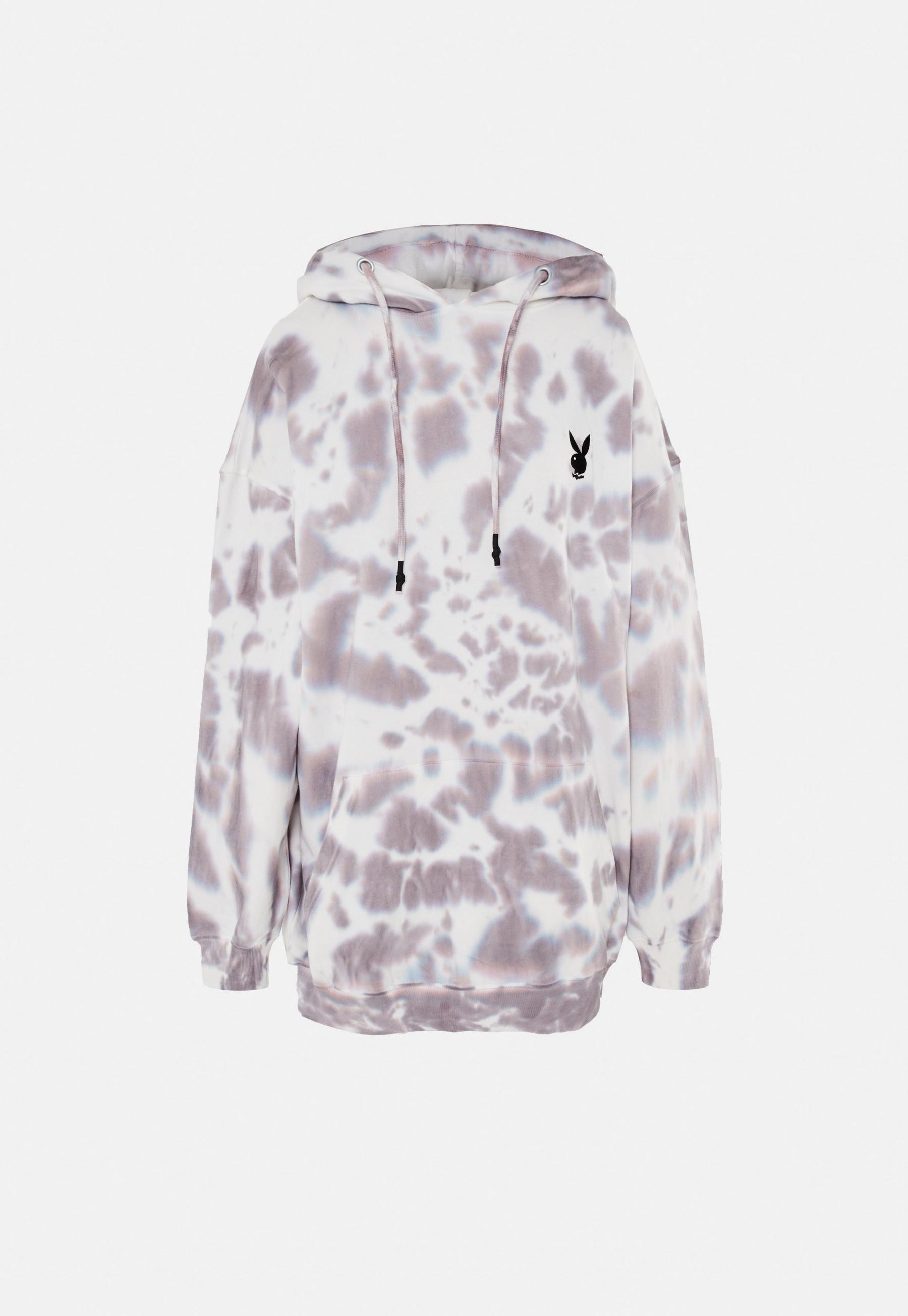 Playboy x Missguided Charcoal Tie Dye Hoodie Dress | Missguided (US & CA)