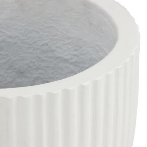 Pescadero White Cement Fluted Outdoor Planter | World Market
