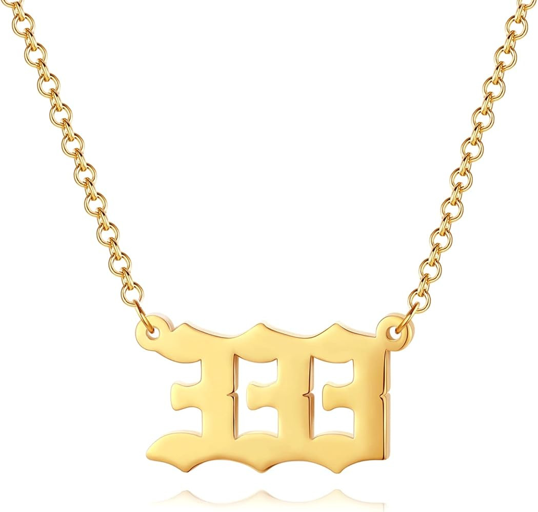 VLINRAS 111 222 333 444 555 777 888 999 Angel Number Necklace Gold Numerology Jewelry Lucky Numbe... | Amazon (US)