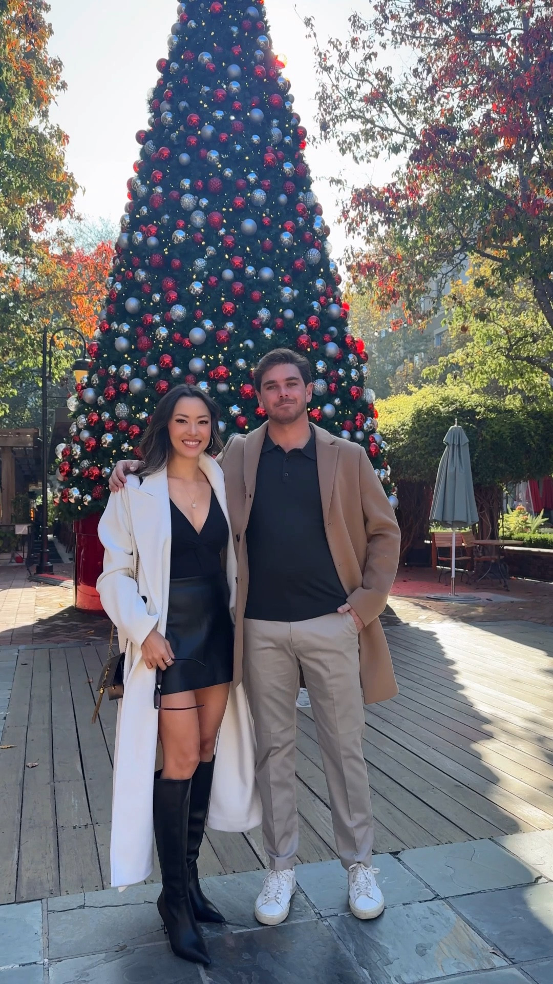 I’m wearing this beautiful wool coat in size S, the skirt in XS, and my man is wearing size large in the coat and sweater, and his pants are true to size! 

#LTKHoliday #LTKTravel #LTKootd