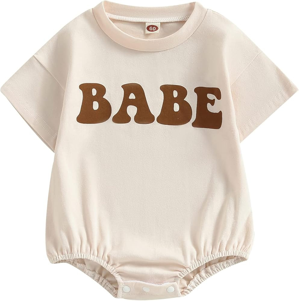 Muasaaluxi Newborn Infant Baby Girl Boy Clothes Short Sleeve Babe Bubble Romper Oversized Shirts ... | Amazon (US)
