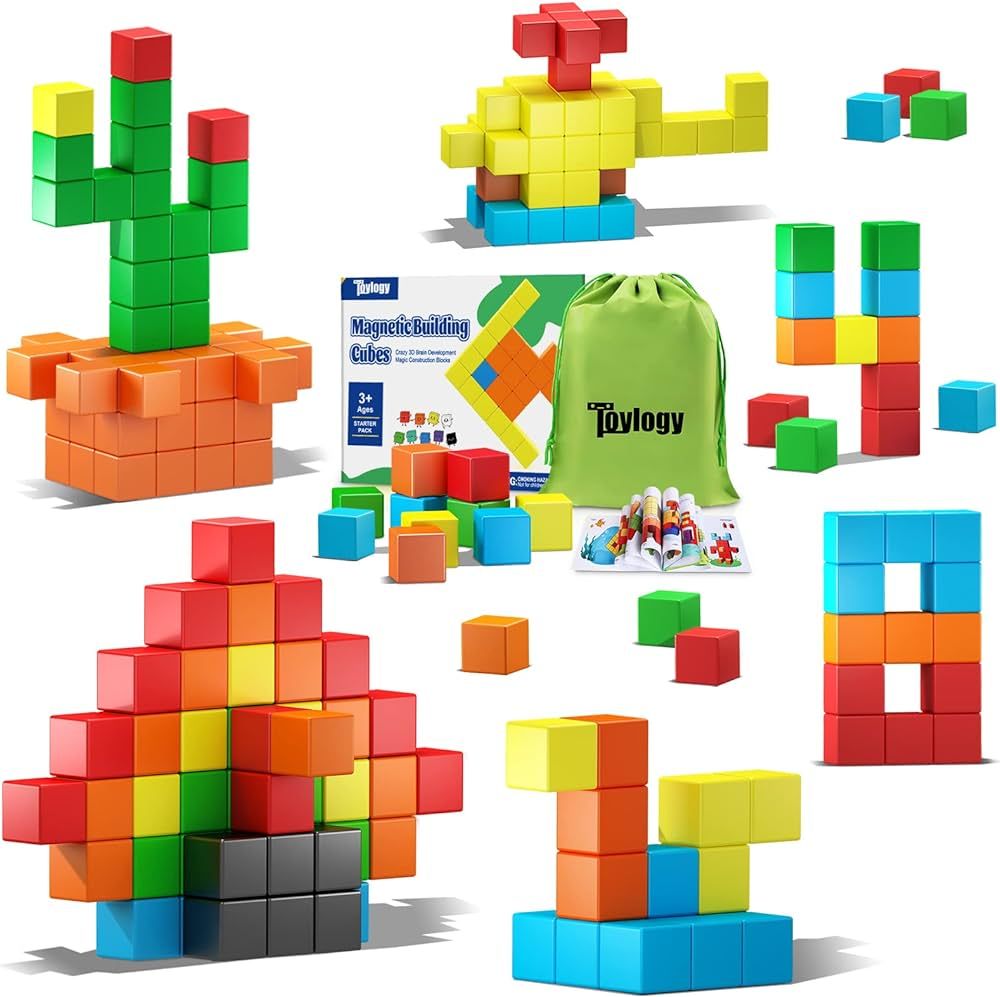 48PCS Magnetic Blocks for Toddlers Toys, Large Magnetic Cube Toys for Sensory STEM Education Pres... | Amazon (US)