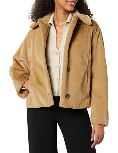 Vince womens Faux Fur Trucker Jacket, Sand Shell, XX-Small US | Amazon (US)