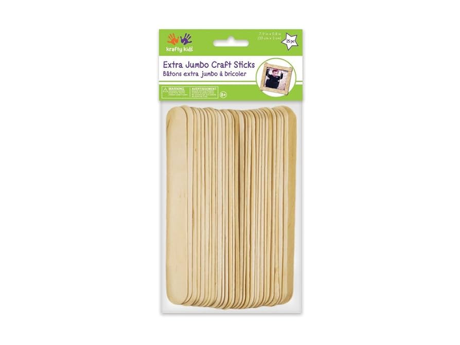 Multicraft Imports Extra Jumbo Craft Sticks-Natural 7.9 inch x 0.8 inch 25/Pk | Amazon (US)
