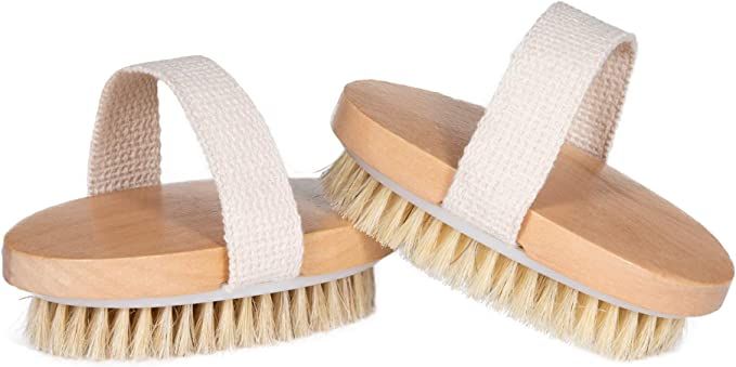 Opaz Dry Body Brush 2 Pack Natural Bristle for Dry Skin - Exfoliator Scrubber - Wet or Dry Scrub ... | Amazon (US)