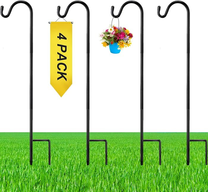 4 Pcs 24 Inch Shepherds Hook for Outdoor Adjustable Bird Feeder Pole Metal Steel Shepard Hooks fo... | Amazon (US)