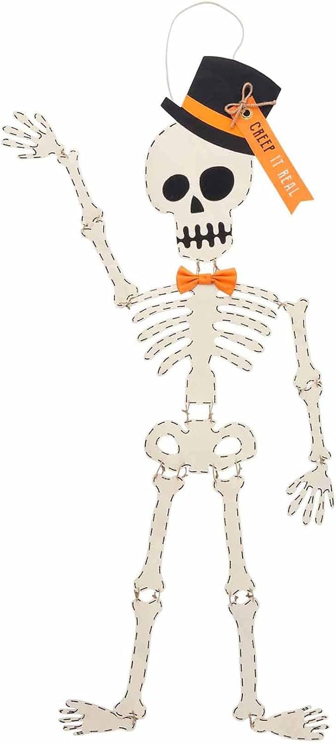 Mud Pie Skeleton Halloween Door Hanger, 65", White (40060032T) | Amazon (US)