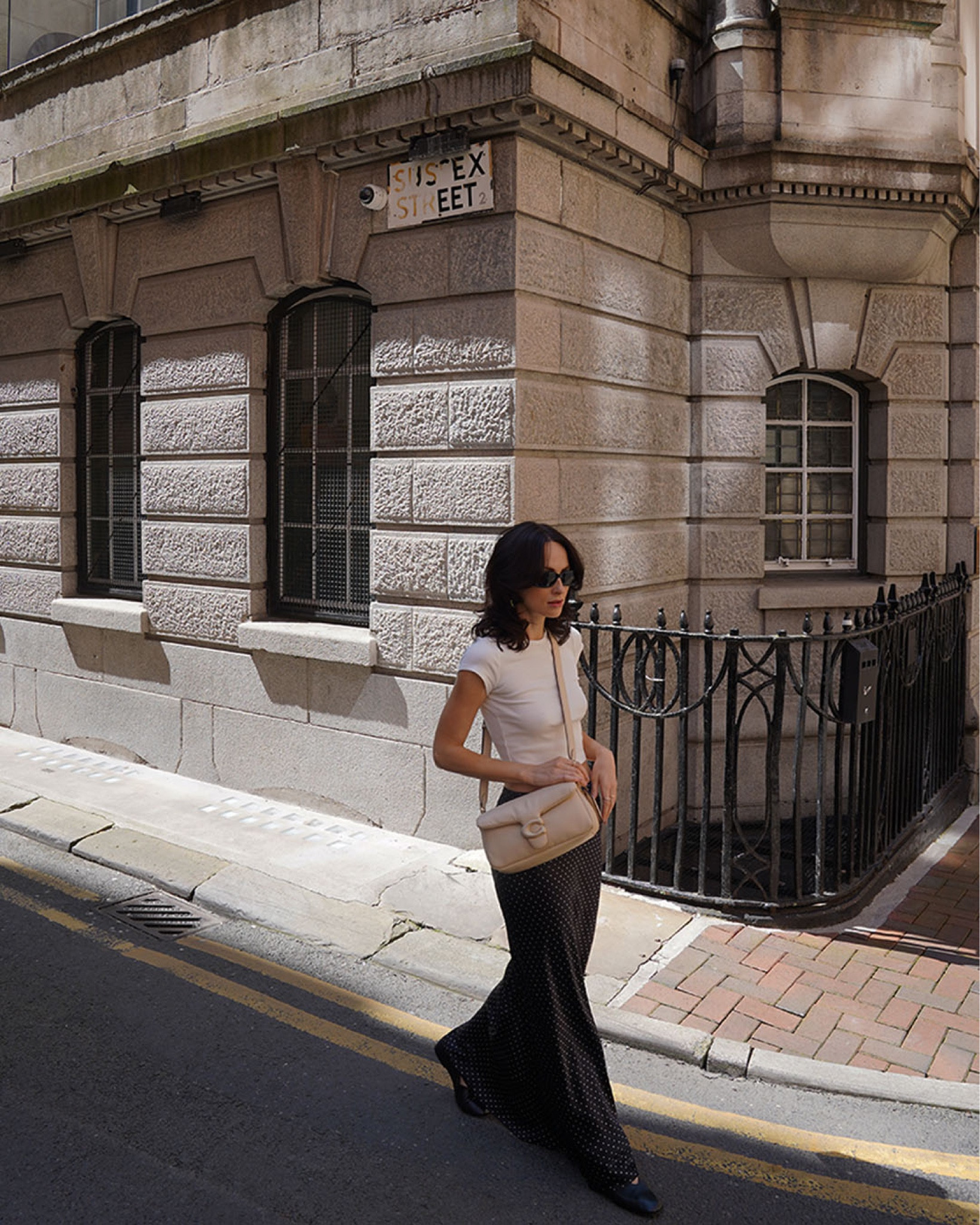 tee by reformation 
bag by coach via coggles use discount code HANNI15 for 15% off + free NDD
shoes by cos 
sunglasses by le specs 

#LTKSeasonal #LTKstyletip #LTKeurope