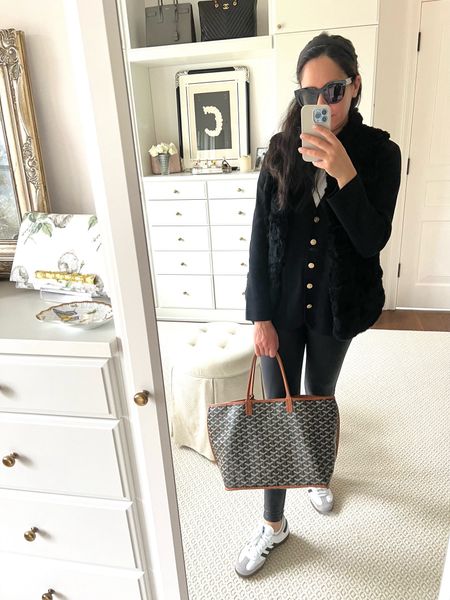 Faux leather leggings outfit, winter outfit, mom outfit, cardigan outfit, chic outfit 

#LTKSeasonal #LTKitbag #LTKstyletip