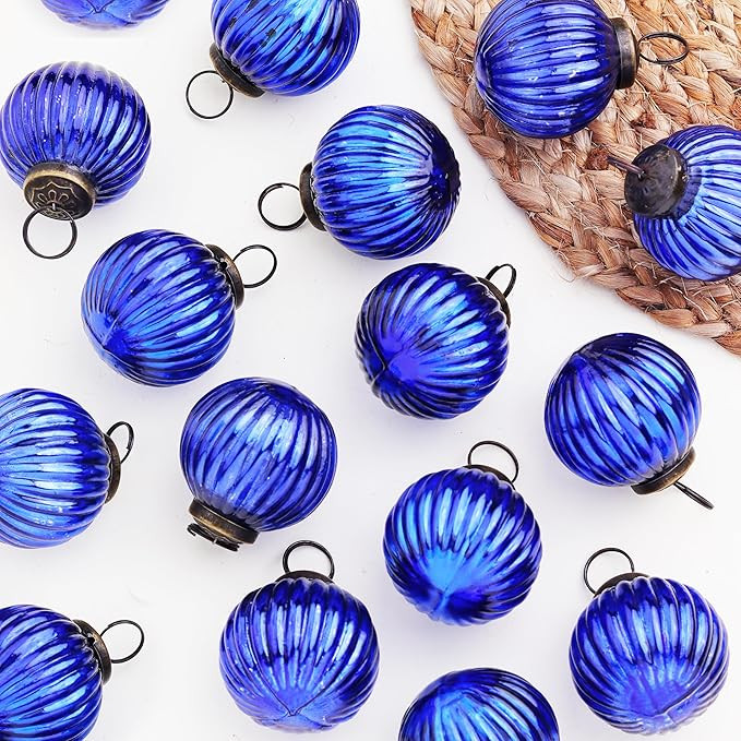 IndianShelf 12 Vintage Mercury Large Christmas Ornaments Navy Blue Unique Glass Christmas Balls f... | Amazon (US)