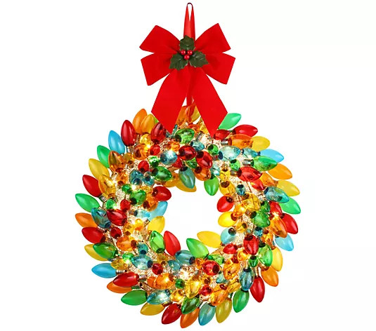 Mr. Christmas Nostalgic  17" C9 Bulb Wreath - QVC.com | QVC