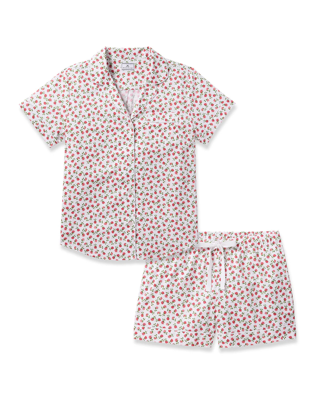 Women’s Twill Short Sleeve Short Set in Petite Petals | Over The Moon