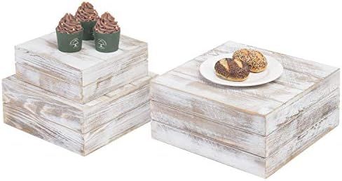 MyGift Shabby Whitewashed Wood Nesting Crate Display Risers, Set of 3 | Amazon (US)
