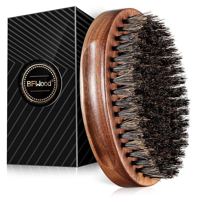 BFWood Boar Bristle Beard Brush - Black Wood Walnut Military Style, Men's Wooden Mustache Brush | Amazon (US)