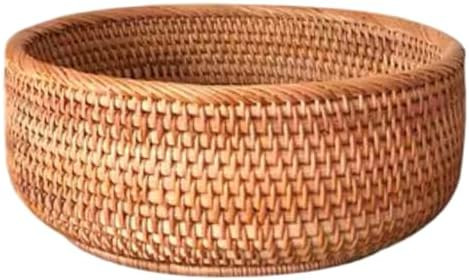 Round Wicker Basket, Round Basket, 9.5x3.2" Woven Fruit Food Tray Weaving Storage Holder Dinning ... | Amazon (CA)