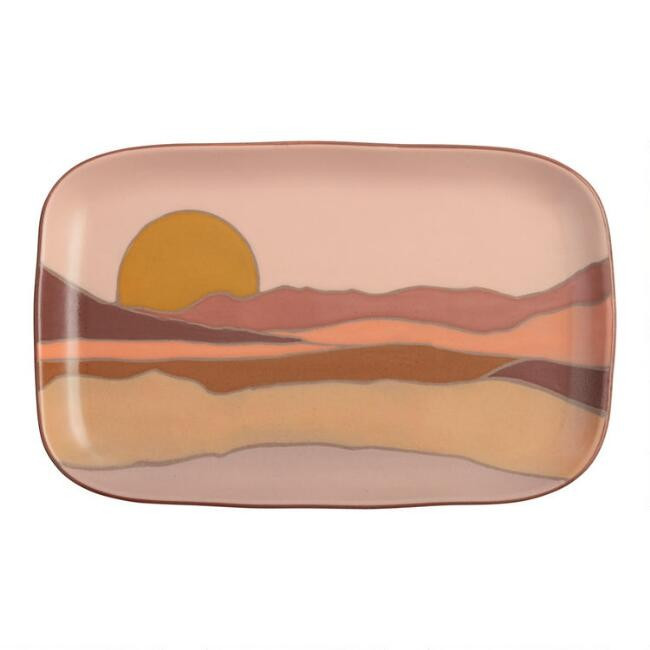 Kolor Me Koby Wax Resist Landscape Serving Platter | World Market