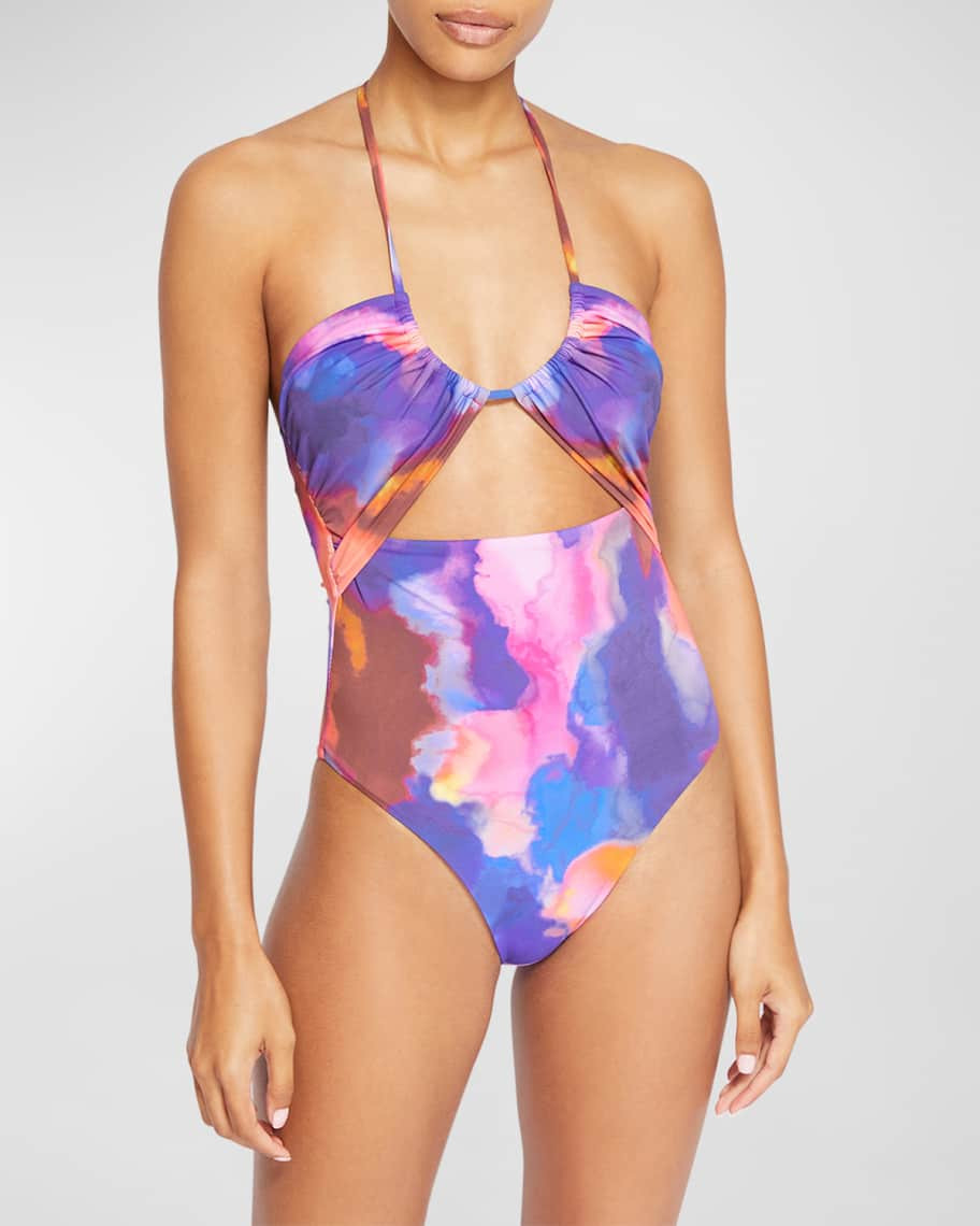 SIMKHAI Judite Watercolor One-Piece Swimsuit | Neiman Marcus