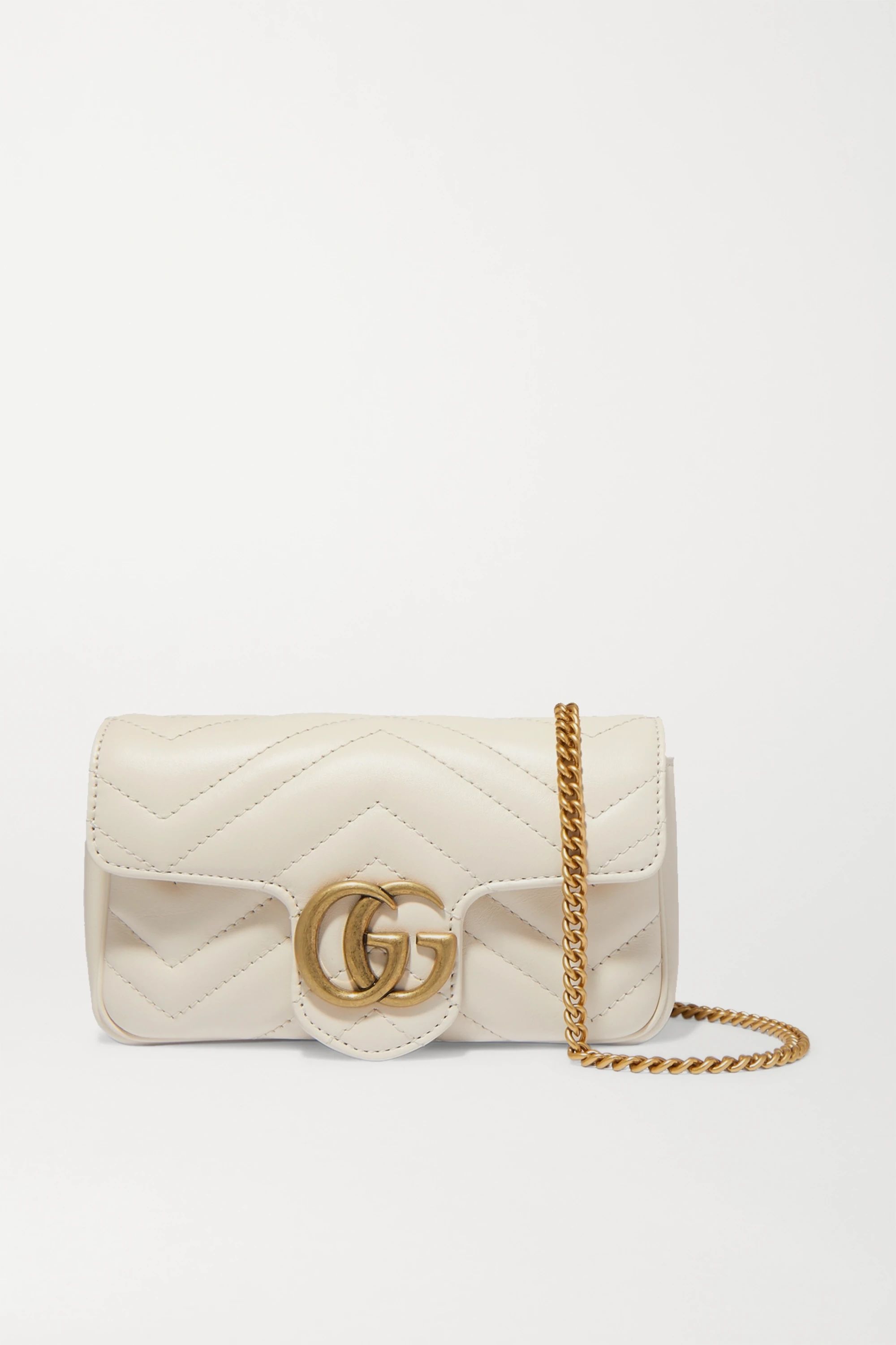 White GG Marmont super mini quilted leather shoulder bag | Gucci | NET-A-PORTER | NET-A-PORTER (UK & EU)