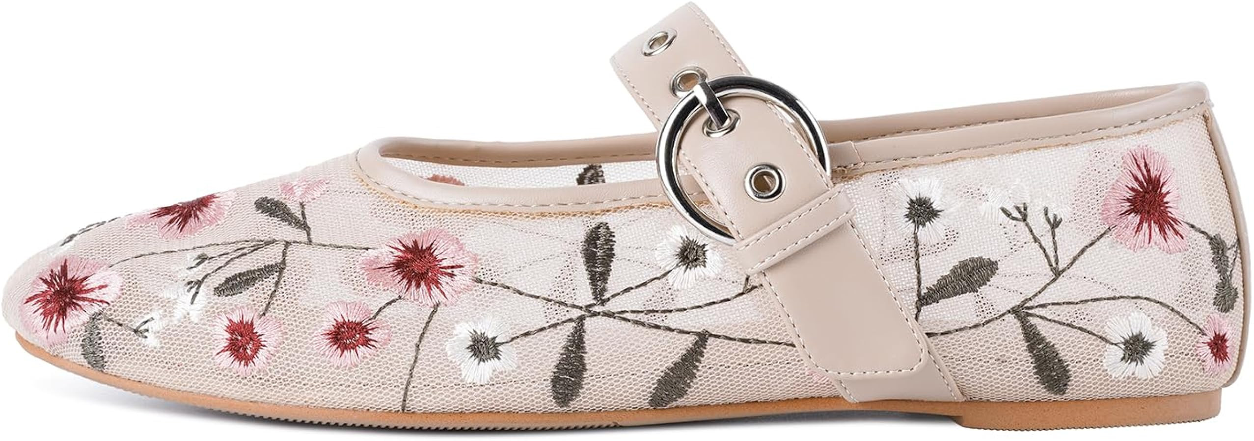 Leopard Mesh Flats for Women Round Toe Mary Jane Ballet Flats Buckle Strap Slip On Casual Breatha... | Amazon (US)