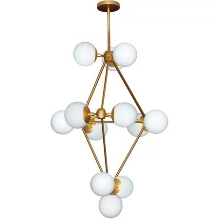 Chandeliers 12 Light Bulb Fixtures With Gold Finish Steel/Glass Material 25"" 480 Watts | Walmart (US)