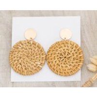 Rattan Circle Disc Earrings, Natural rattan, Wicker | Etsy (US)