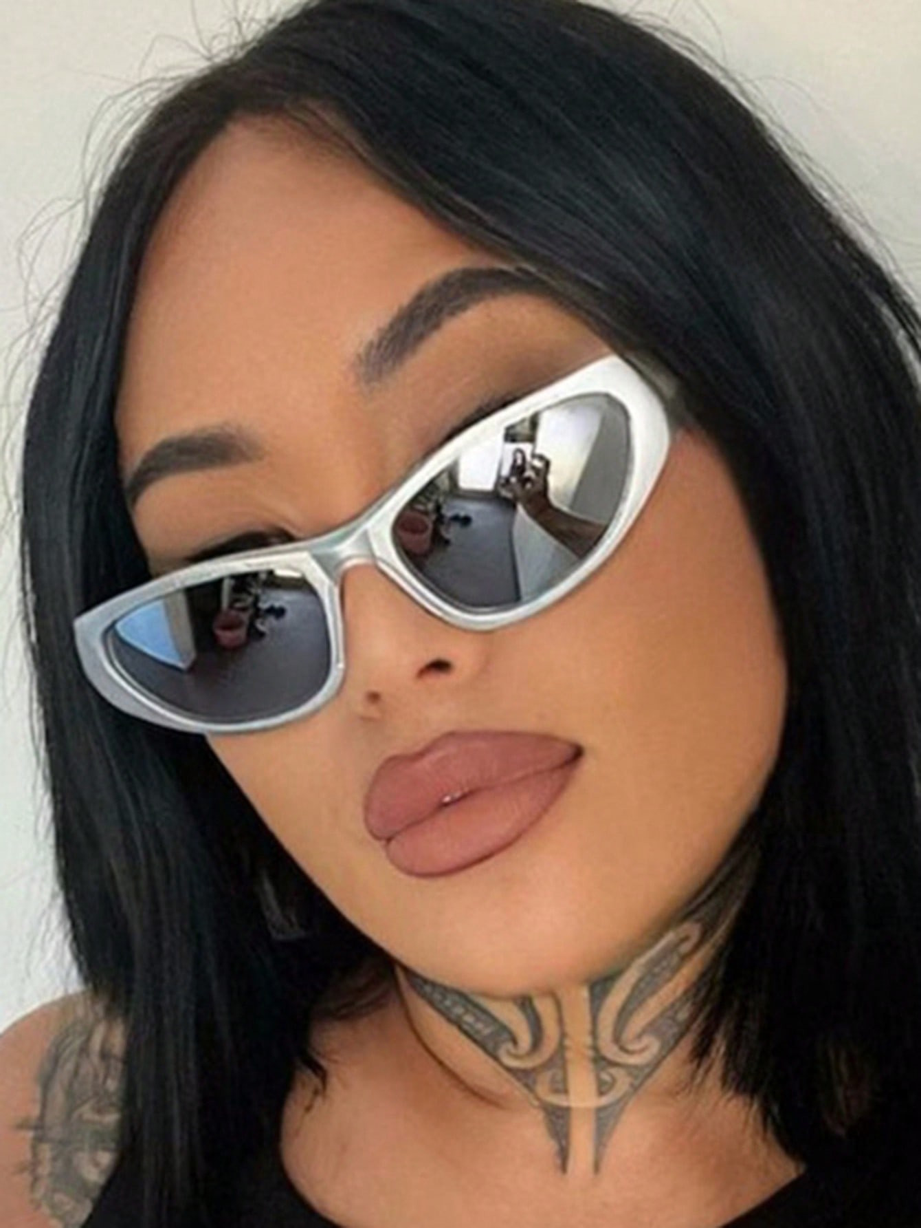 1pc Men's Silver Frame Mirror Reflective Outdoor Sports Futuristic Mechanical Style Fashion Glass... | SHEIN